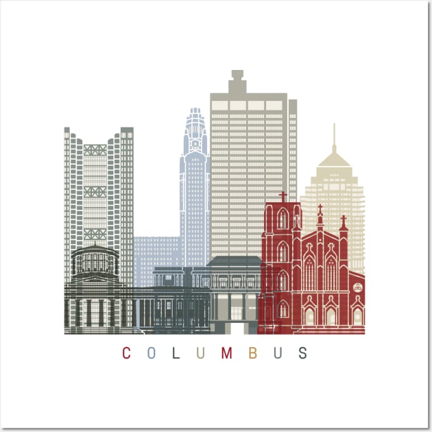 Columbus skyline poster Wall Art by PaulrommerArt